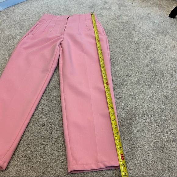 Zara pink high waisted pronounced seam dress pants ankle length Sz M NWOT classy - Picture 7 of 13